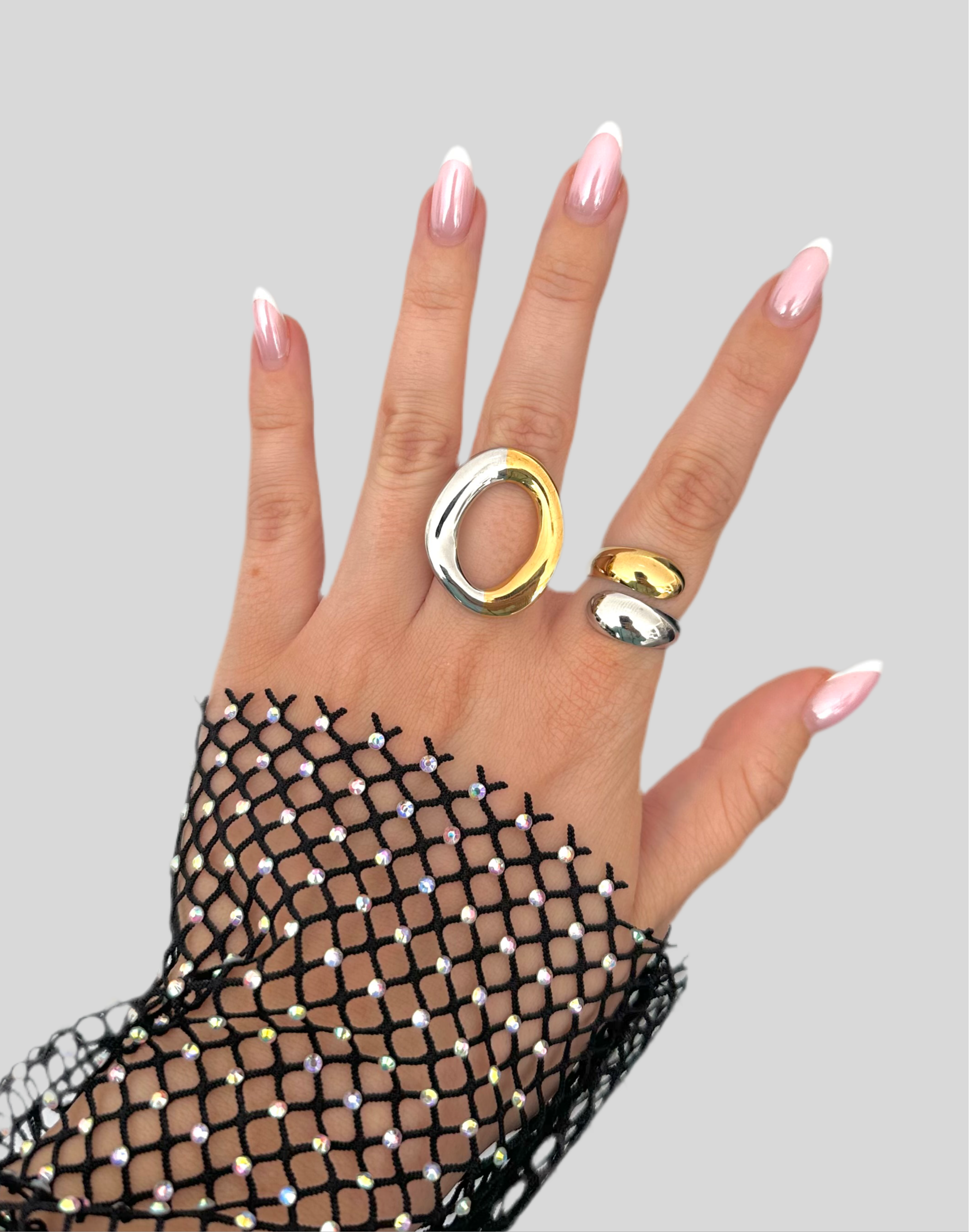 Bague bicolore doré argenté