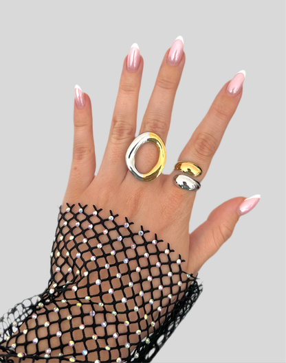 Bague bicolore doré argenté