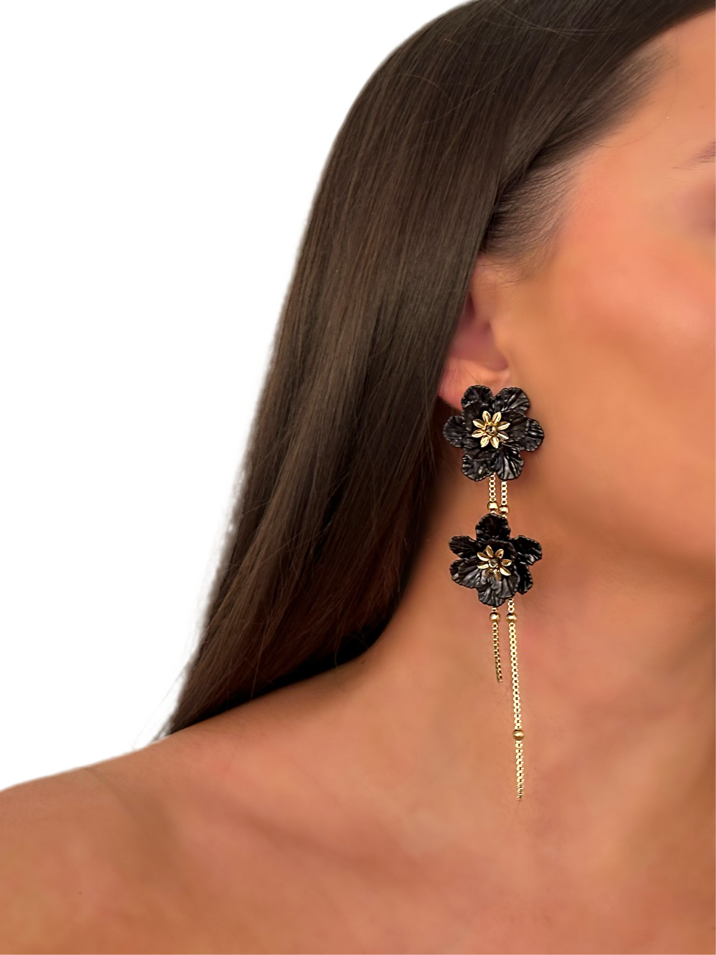 Boucle d’oreille bloom noir