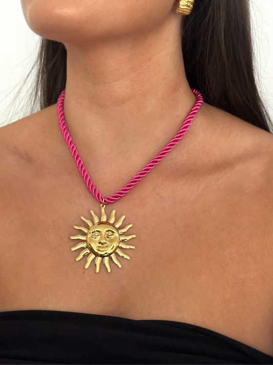 Pink sun necklace 