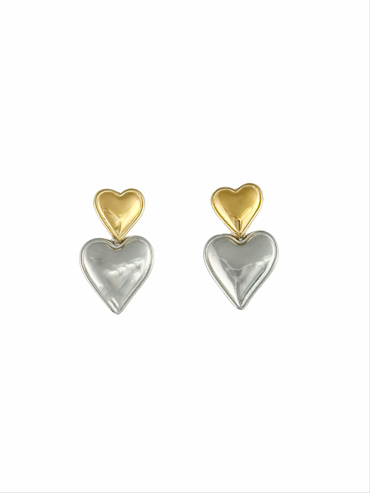 Boucles d'oreilles coeur bicolore