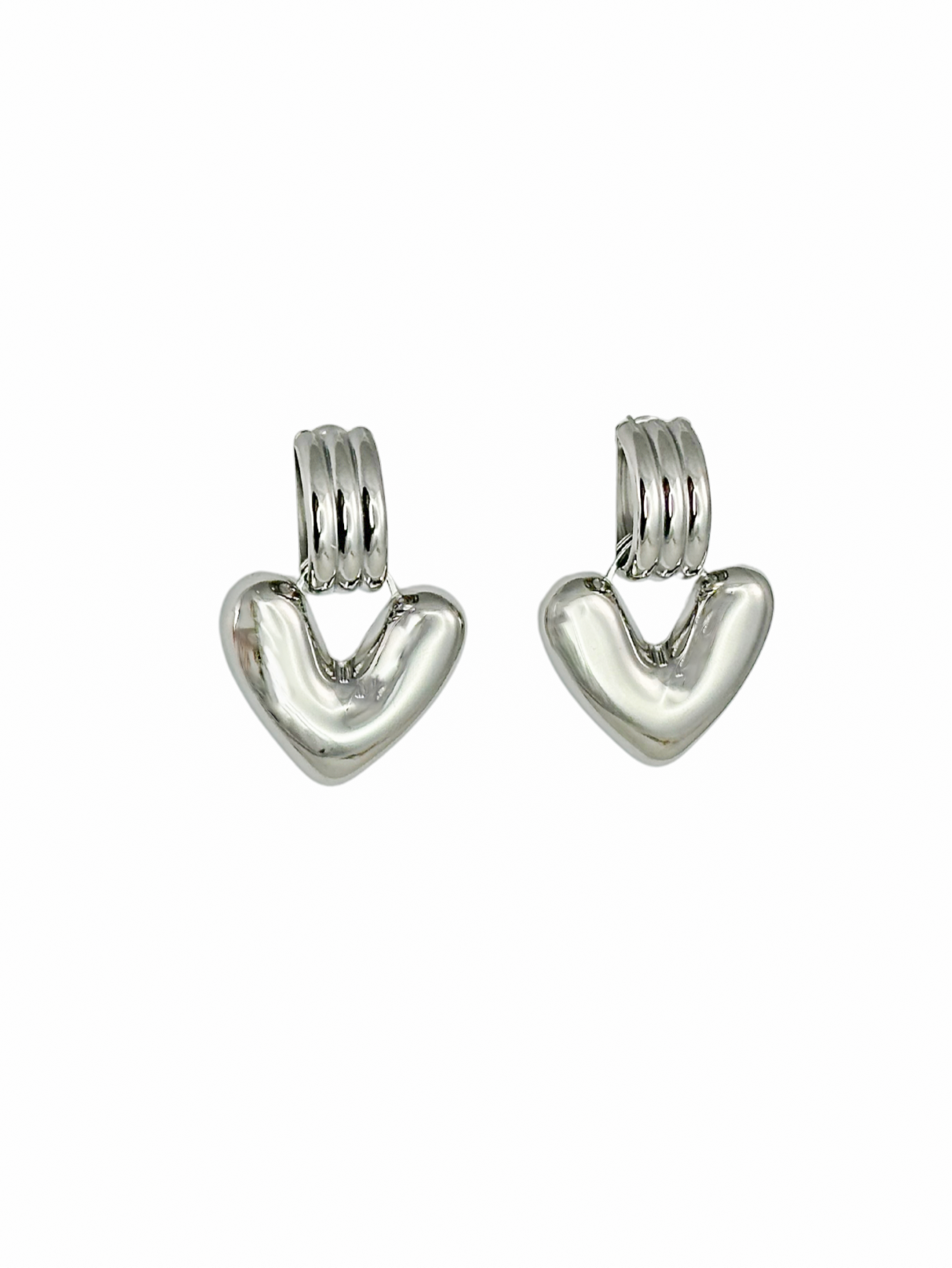 Boucles d'oreilles coeur argenté