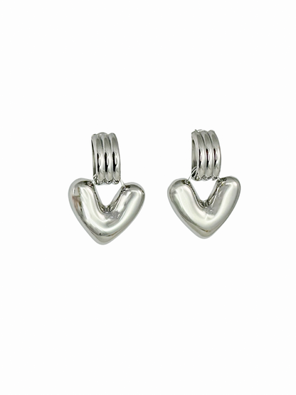 Boucles d'oreilles coeur argenté