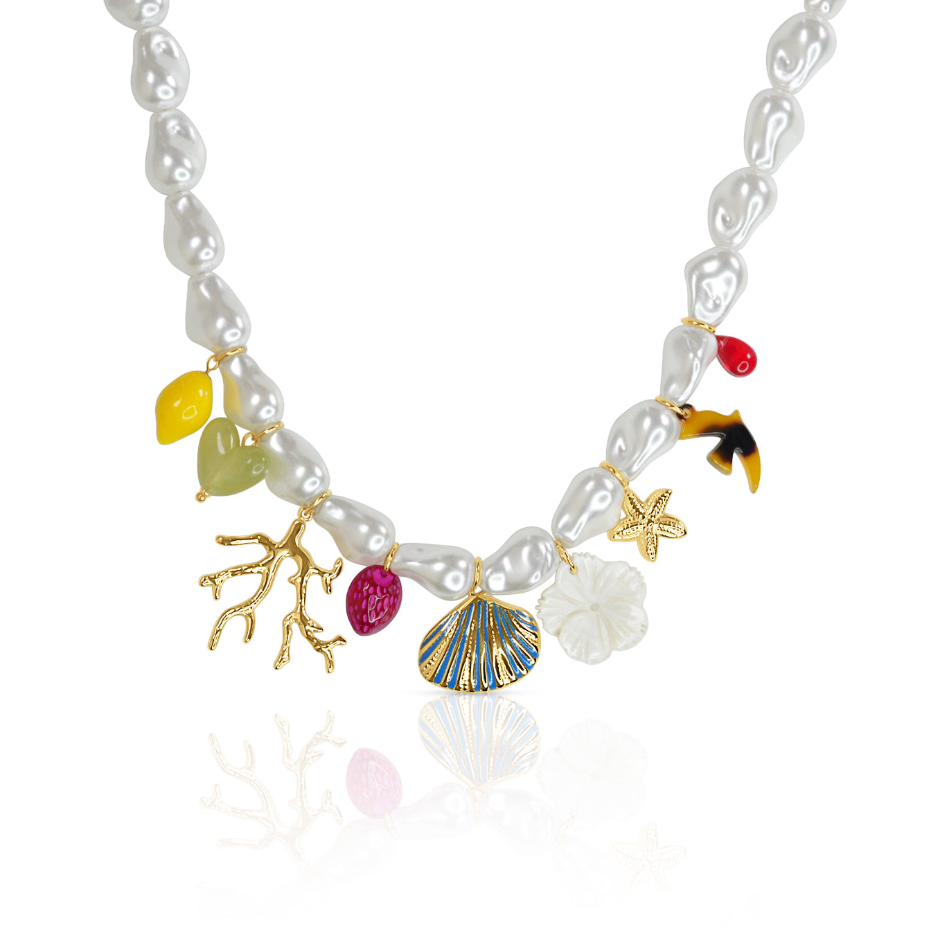 COLLIER PERLITA - charms - perles blanche - Ibiza 